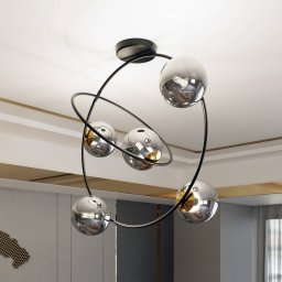 Euluna Ascella ceiling light, vertical, 5-bulb, graphite