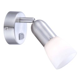 Globo Cathy wall spotlight, matt nickel, switch