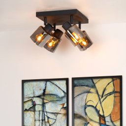 Lucide Alion downlight, smoky grey, 4-bulb