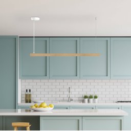 Aluminor Linha LED pendant light, beech wood, 100 cm