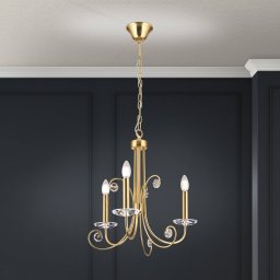 ORION Ariane chandelier, gold-coloured, Ø 50 cm, crystal, 3-bulb.