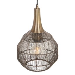 Trio Lighting Soraya pendant light, Ø 26 cm, metal, antique brass, spherical shape