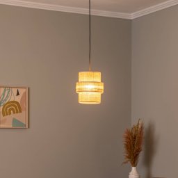 TK Lighting Calisto pendant light, Jute, natural brown, 1-bulb, Ø 20 cm