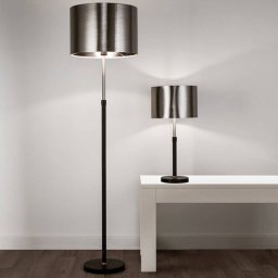 Searchlight Column table lamp, lampshade black chrome