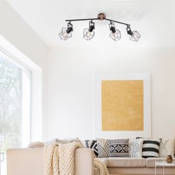 JUST LIGHT. GmbH Ceiling lamp Jaro adjustable black/wood 4-bulb