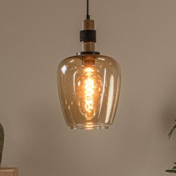 Lucide Ilona pendant light, glass, Ø 22 cm, black/amber, 1-bulb
