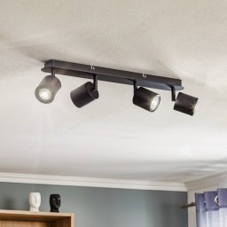 Luminex Modo downlight in metal, black, 4-bulb