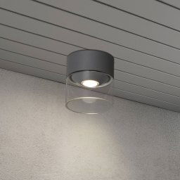 Konstsmide Varese outdoor ceiling light grey, glass cylinder