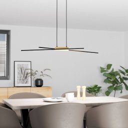 EGLO Panagria LED pendant light, black with wooden detail