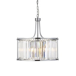 Searchlight Victoria pendant light, chrome-coloured, crystal glass, 50 cm, E27