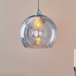 EBB & FLOW Rowan hanging lamp, blue/silver Ø 28 cm