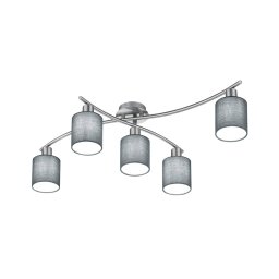 Trio Lighting Ceiling light Garda Five-bulb with grey lampshades