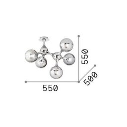 Ideallux Ideal Lux Nodi ceiling light, chrome-coloured, glass, 5-bulb