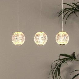 Lucide LED pendant light Cintra, angular, transparent/gold, acrylic