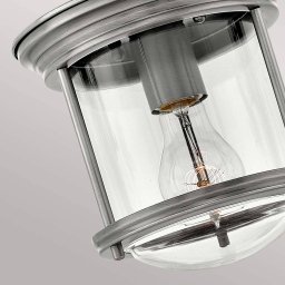 Quintiesse Hadrian Mini outdoor ceiling light, antique nickel/clear