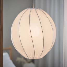 PR Home pendant light Olivia, textile shade, white, Ø 35 cm
