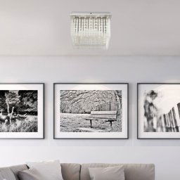 Globo Vince LED ceiling light, chrome, glass crystals