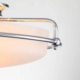 QUOIZEL Griffin F ceiling light, Ø 42 cm, opal glass shade, chrome