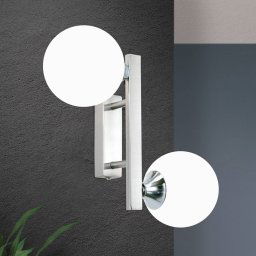ORION Snowwhite wall light, glass globes, matt nickel