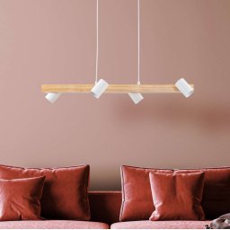 Näve Frida pendant light, 4 spots, white/light wood