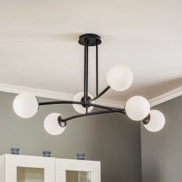 EMIBIG LIGHTING Major ceiling lamp, black, 6-bulb