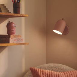 Nordlux Gaston wall light with cable and plug, metal, rosé