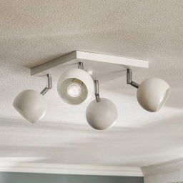 SOLLUX LIGHTING Flame ceiling spotlight, white, 4-bulb square