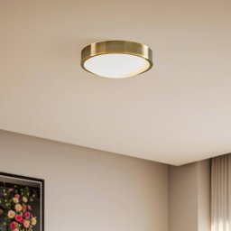 Lamkur Jaris ceiling light, curved glass, Ø 26 cm, patina