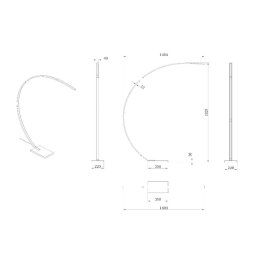 Lucide LED arc lamp Curve, matt gold, 2700 K, height 192, dimmable