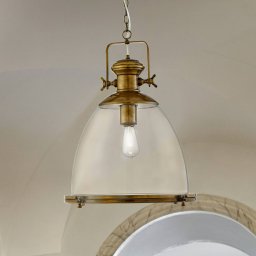 Searchlight Industrial pendant light, brass-coloured/clear, glass, E27