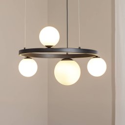 ALDEX Garda 4 pendant light, round, metal, glass, 4-bulb, black