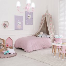 Eko-Light Alice chandelier, pink, three white fabric shades