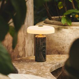 DESIGN BY US Trip LED rechargeable table lamp, grey / white, marble, glass, IP44