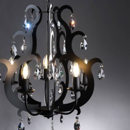 ONLI Jane metal chandelier, black, 5-bulb, crystal