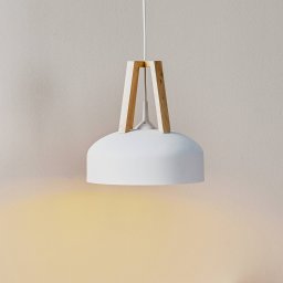 SOLLUX LIGHTING North pendant light with natural wood and white lampshade