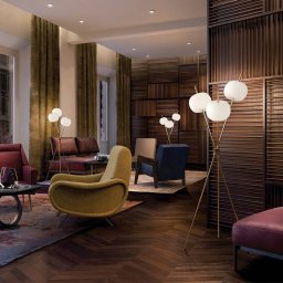 kdln LED floor lamp Kushi, brass-coloured, height 140 cm