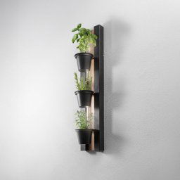 Luminex Wall light Shelf, black/wood-coloured steel wood, 90cm high
