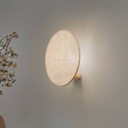 TK Lighting Puls wall light, jute shade, natural brown, Ø 30 cm