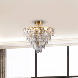 Eko-Light Chelsea ceiling lamp, metal, gold-coloured glass crystals, Ø 50 cm