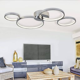 Searchlight Ring-shaped Solexa LED ceiling light, chrome look