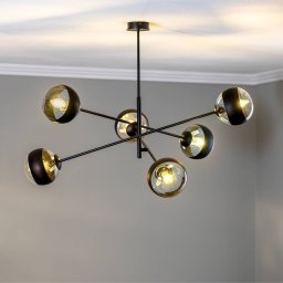 EMIBIG LIGHTING Linear ceiling light, black/clear, 6-bulb