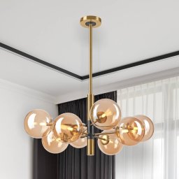 Lamkur Lighting Natalia ceiling light, 8-bulb, glass, gold
