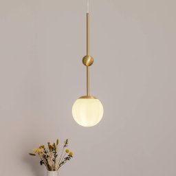 ALDEX Joel pendant light, brass/white, 1-bulb