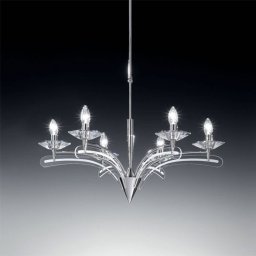 Metallux Chandelier ICARO with crystal glass 6-bulb, chrome