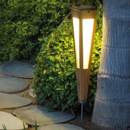 Les Jardins Tecka LED solar torch with sensor, 52 cm, teak