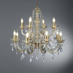 Searchlight 12-bulb Marie Therese chandelier, brass