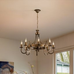 Jupiter Castle chandelier, dark hand-patinated, 8-bulb