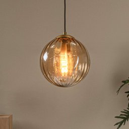 Lucide Monsaraz pendant light, Ø 25 cm, amber. Glass, 1-bulb
