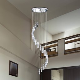 Searchlight Sculptured Ice pendant light, 9-bulb, chrome/clear, glass, G4