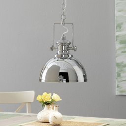 Searchlight Metal pendant light, industrial design, chrome-coloured
